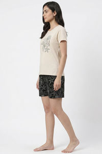 Zivame Knit Cotton Short Set - Black Beauty — thumbnail 3